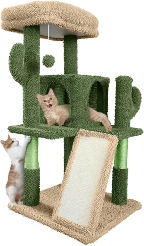 Miniatura 15 de CAPHAUS Torre de escalada alta moderna para juego en interiores para gatos grandes y gatitos, de 70 pulgadas con percha superior, casa cueva