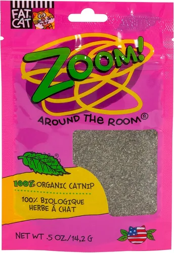 Petmate Hierba gatera orgánica - Hoots Zoom Around the Room Catnip - Cultivada y cosechada en Estados Unidos bolsa de 0.5 onzas