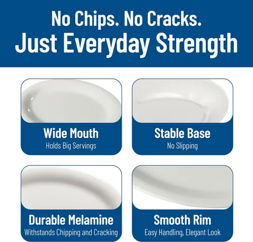 Miniatura 4 de Platos ovalados Carlisle Sierrus de melamine para servir/cenar, Bone, 24 Hueso