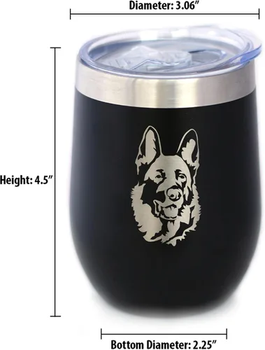 Miniatura 6 de Custom German Shepherd Personalized Wine Tumbler with Sliding Lid - Stemless Stainless Steel Insulated Cup - German Shepherds Outdoor Camping Mug