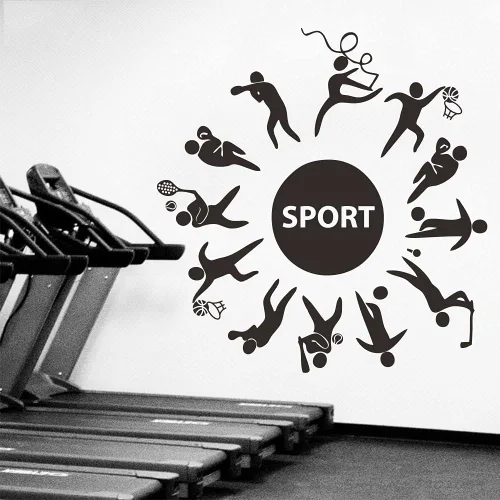 Calcomanía deportiva de pared para habitación de los niños, calcomanías de PVC extraíbles con fútbol, baloncesto, béisbol y cuerda de saltar,