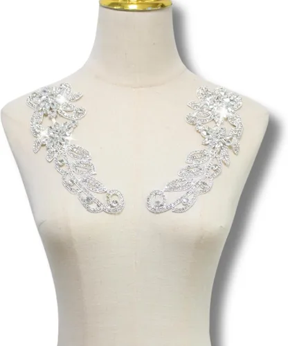 PEARLY JUN Apliques de Pedrería Plateados Parches de Apliques de Diamantes para Vestidos Costura a Mano Proyectos de Manualidades DIY Ropa de Boda