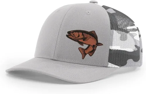 Miniatura 29 de Sombrero de pesca de trucha con parche de cuero grabado láser Richardson 112 Snapback Trucker Cap