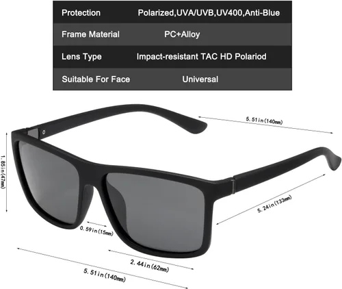 Miniatura 5 de Gafas de sol polarizadas deportivas para hombre, gafas de marco cuadrado NP1007