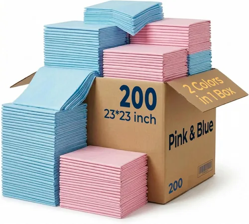 MoMoCo Value Pack Almohadillas de Entrenamiento para Cachorros 23"x23", 200 Unidades (Azul100 + Rosa100) – Almohadillas Sanitarias a Prueba de Fugas