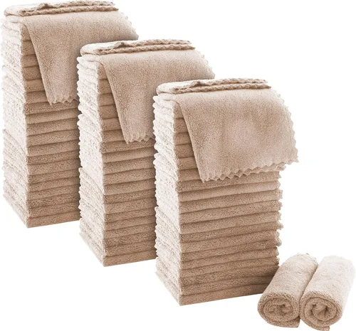 Miniatura 8 de MOONQUEEN Juego de Toallitas Ultra Suaves Premium - 12 x 12 pulgadas - Paquete de 72 - Secado Rápido - Paños de Baño de Terciopelo Coral Altamente