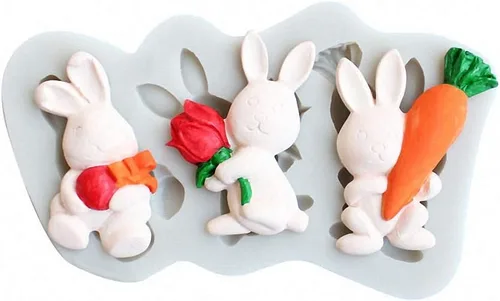 Miniatura 3 de Conejo de Pascua Conejito Fondant Silicona Molde Decoración Herramienta de Decoración de Chocolate Caramelo Pastel Gumpaste Molde de Papel