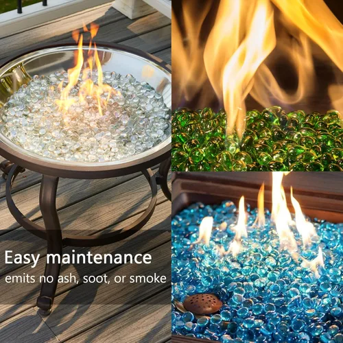 Miniatura 4 de Cuentas de vidrio de fuego de 5 libras, canicas de vidrio planas para hoguera y chimenea al aire libre, piedras preciosas de vidrio para relleno