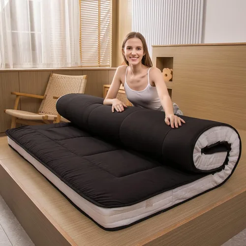 Miniatura 21 de MAXYOYO Colchón tipo futón King de espuma, cubrecolchón de cama, colchón de suelo japonés, colchón plegable, colchón de futón, almohadilla de cama