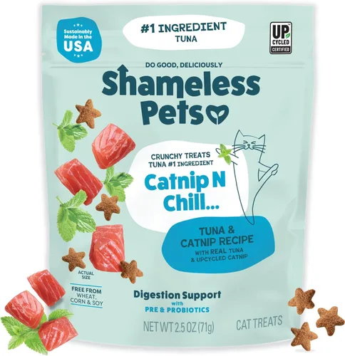 Miniatura 21 de Shameless Pets Golosinas para gatos con Catnip y pollo para la salud digestiva, crujientes