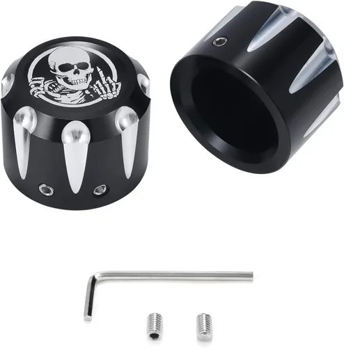 Miniatura 3 de Juego de 2 tapas de tuerca de eje delantero, juego de tapas de eje, tapa de tuerca de eje delantero de aluminio CNC estilo calavera, compatible