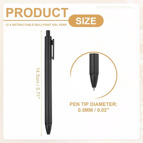 Miniatura 2 de PATIKIL Paquete de 12 bolígrafos de gel retráctiles, punta fina de 0.020 in, tinta negra, color retro, escritura suave, lindos bolígrafos para Negro