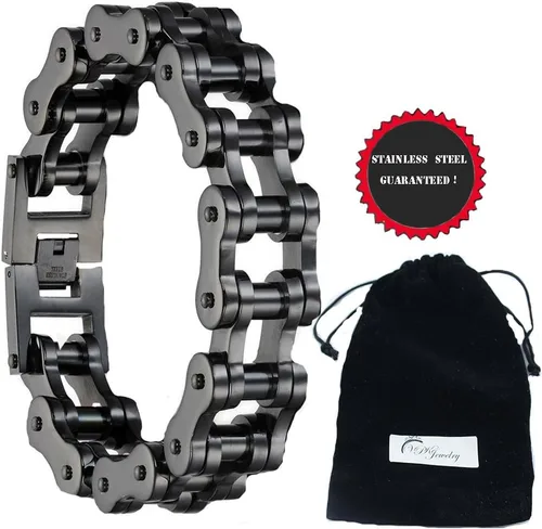 Miniatura 3 de Pulsera de cadena de eslabones de acero inoxidable para hombre, color negro, 0.906 in