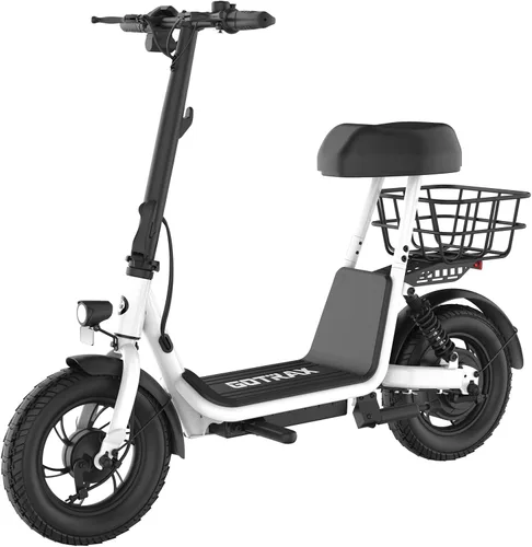 Miniatura 10 de Gotrax Patinete eléctrico A5 con asiento para adultos, neumático de 12 pulgadas, máximo 15.5 millas y 15.5 millas por hora de potencia por motor
