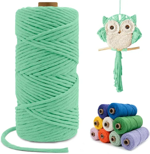 Miniatura 112 de Cuerda de macramé de una sola hebra de 0.197 in x 110 yardas, cuerda de macramé de algodón natural de 0.197 in, cuerda de algodón grueso para colgar
