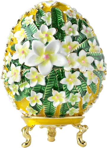 Miniatura 9 de Apropos Huevo Faberge pintado a mano de estilo vintage con esmalte rico y diamantes de imitación brillantes caja de joyería