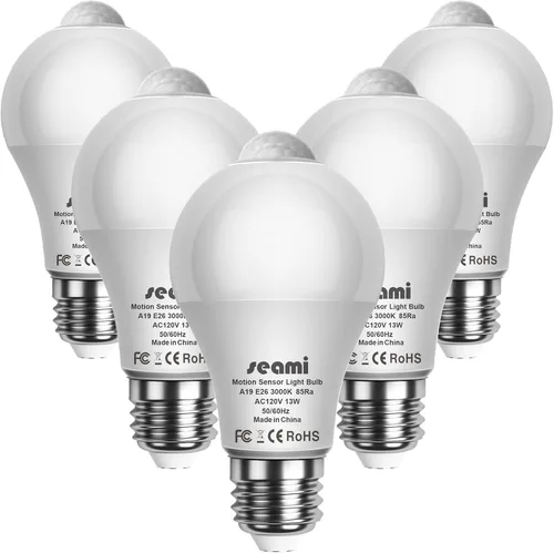 Miniatura 9 de Bombilla con sensor de movimiento, bombilla con detector de activación de movimiento para interiores, luz nocturna de seguridad del atardecer al