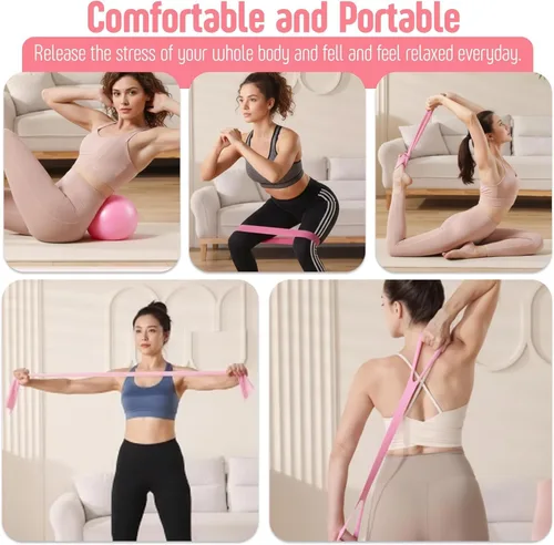 Miniatura 6 de AMAVIK Kit de pilates de entrenamiento en casa de 14 piezas con bandas de resistencia, entrenador de núcleo, calcetines de agarre y accesorios, un