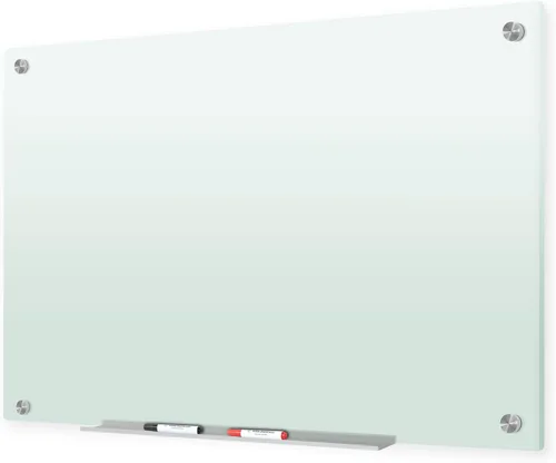 Miniatura 25 de J&J worldwide Pizarra blanca de vidrio magnético negro de 35 x 23 pulgadas, sin marco, de vidrio templado, borrado en seco, para montaje en pared