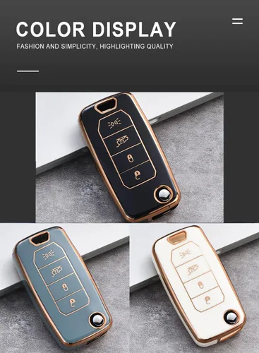 Miniatura 7 de ontto Funda para llavero de TPU para Jeep Renegade 2015-2020 con control remoto abatible, elegante funda para llavero de automóvil, funda para beige