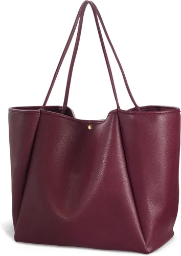 Miniatura 28 de HOXIS Bolso de mano de cuero PU de gran tamaño para mujer, bolso de fin de semana, bolso de viaje