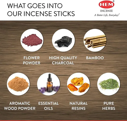 Miniatura 5 de VIEX HEM AGLAN Wholesaler, paquete de 6 tubos hexagonales de 20 varillas con soporte de incienso de madera, diferentes aromas hechos a mano