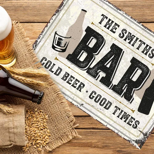 Miniatura 4 de Letrero de barra personalizado, nombre de barra rústico personalizado para decoración de interiores y exteriores, 10 x 14 pulgadas, aluminio 040