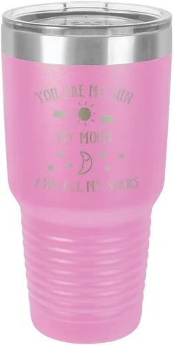 Miniatura 20 de Taza de viaje grabada con grabado en polvo de acero grabado con láser, con texto en inglés "You are MY SUN MY MOON AND ALL MY STARS", sin BPA