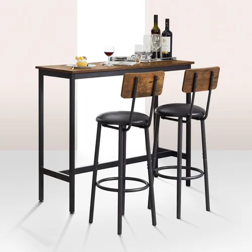 Juego de mesa de bar y 2 sillas, 3 piezas para espacios pequeños, mesa de comedor rectangular para 2 mesas de bar de altura de mostrador con 2 Mesa