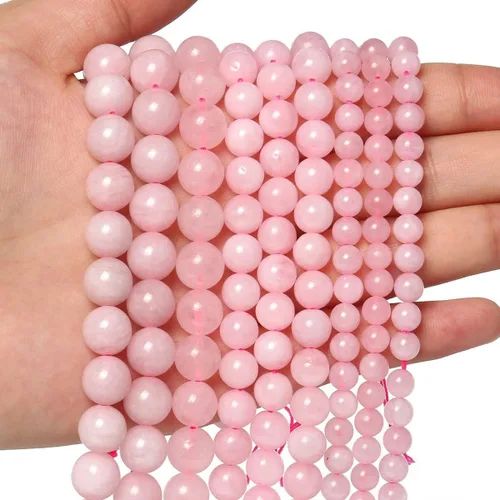 Miniatura 34 de Cuentas redondas naturales semipreciosas de piedra suelta para hacer joyas, brazaletes, collares Cuarzo rosa