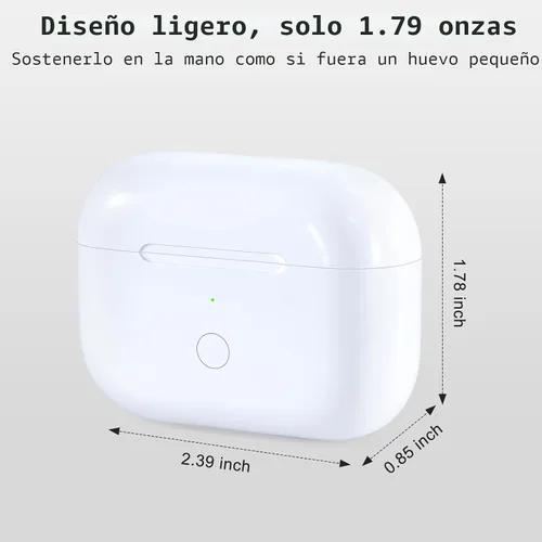 Miniatura 4 de Funda de carga inalámbrica de repuesto compatible con AirPods Pro de 1ª y 2ª generación, cargador AirPods Pro de 1ª y 2ª generación con botón