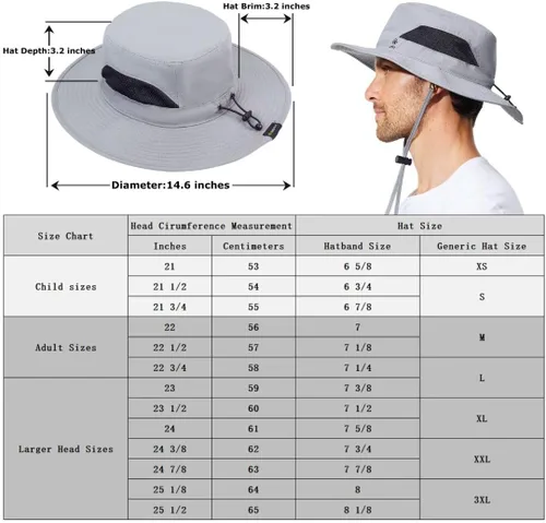 Miniatura 4 de Fishing Hat for Mens Sun Hat Wide Brim Bucket Hat SPF UV Protection XL XXL Large Size Big Head Hiking Beach Safari