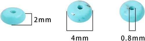 Miniatura 5 de BEADIA - Cuentas de disco de turquesa azul natural 4x2mm 160 piezas Cuentas rondelle sueltas semipreciosas para hacer joyas Diseño Azul turquesa