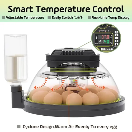 Miniatura 5 de Incubadora de 18 huevos con contador automático de día de giro de huevos y atomizador para control automático de humedad, bloqueo automático