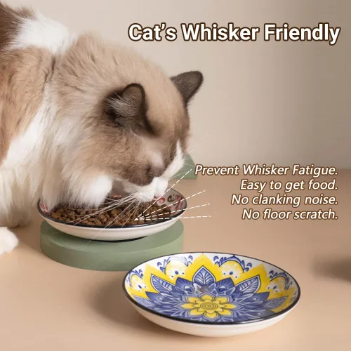 Miniatura 3 de Cuencos de cerámica para gatos, platos antideslizantes para gatos, paquete de 3 cuencos de comida para gatos, antifatiga y antibigotes, platos