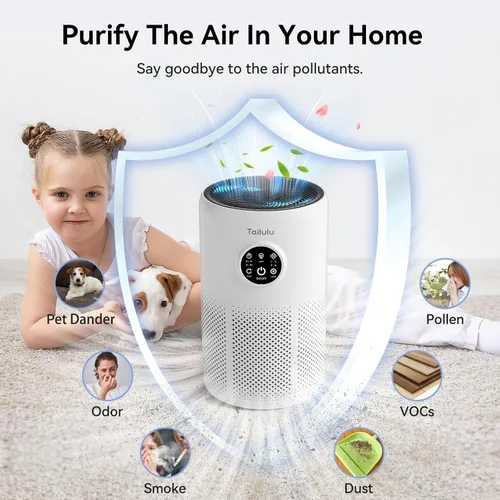Miniatura 6 de Purificadores de aire para el hogar, mascotas, habitación grande de hasta 1360 pies cuadrados, purificadores de aire Tailulu D10 HEPA para Blanco