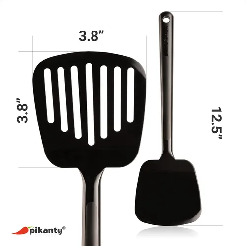 Miniatura 2 de Juego de 2 espátulas de plástico ranuradas, seguro para utensilios de cocina antiadherentes, sin arañazos, para huevos, panqueques, queso a