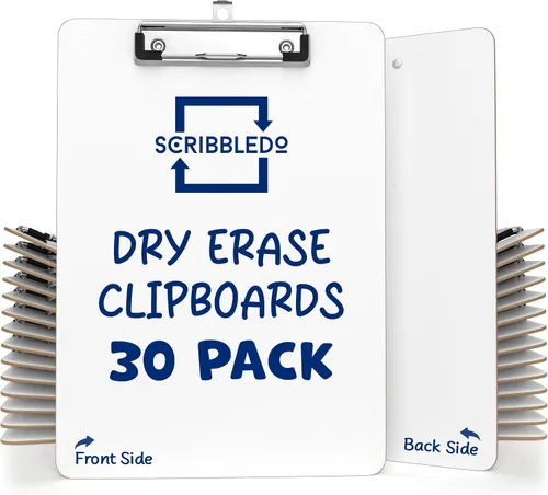 Miniatura 9 de SCRIBBLEDO - Portapapeles de borrado en seco para oficina y escuela, doble cara, 9 x 12 pulgadas Reinforced Clip & Latch, Sturdy Hardboard Build