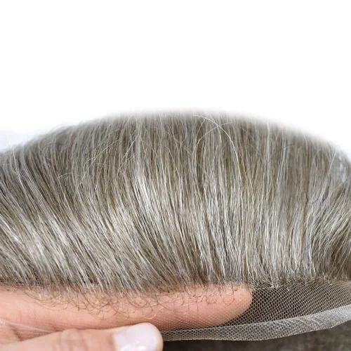 Miniatura 3 de Toupee - Pieza de cabello humano real para hombre, sistema de reemplazo de encaje suizo suave para hombre, tupé, protesis capilar para hombre