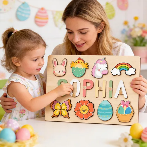 Miniatura 5 de Rompecabezas con Nombre Personalizado para Niños - Regalos de Navidad Personalizados para Niñas y Niños Pequeños - Juguetes de Aprendizaje Temprano