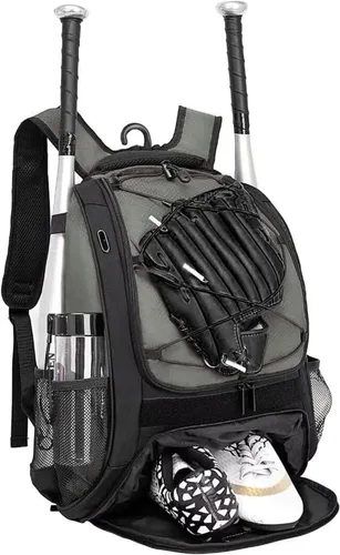 DAFISKY, Mochila para Bolsón de Béisbol y Sóftbol - Mochila para Equipo de Bate de Béisbol, Sóftbol y Bola T para Jóvenes y Adultos con Soportes Gris