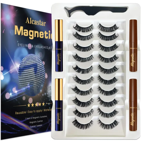 Miniatura 8 de Alcastar - Pestañas magnéticas con kit de delineador de ojos, pestañas magnéticas de aspecto natural, de larga duración, fáciles de aplicar, sin