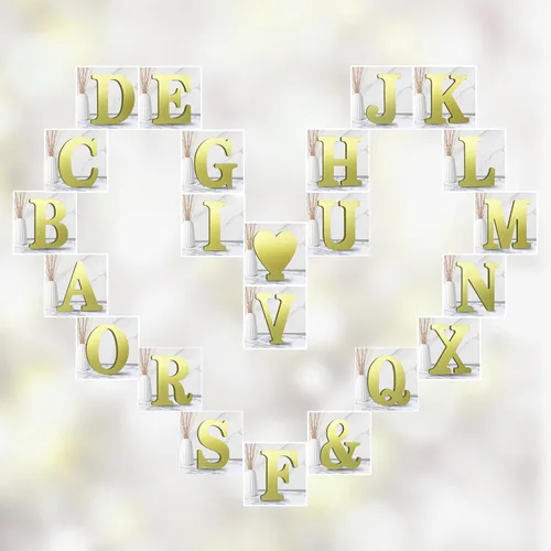 Miniatura 7 de AOCEAN Letras de madera dorada de 6 pulgadas, letras de madera sin terminar para decoración de pared, letras decorativas de pie en rodajas, tablero