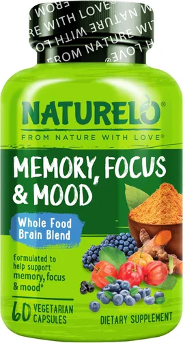 NATURELO Suplemento integral para el cerebro – Suplementos de salud cerebral para apoyo de la memoria y la concentración – Suplemento de mezcla para
