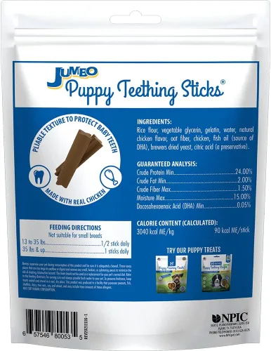 Miniatura 2 de N-Bone Palitos de dentición jumbo para cachorros, golosinas para perros con sabor a pollo, bolsa de 7.28 onzas