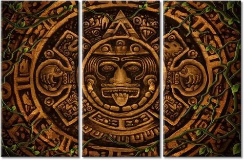 Miniatura 38 de Arte de pared de 3 piezas, pintura en lienzo del Día de los Muertos, Bailarín azteca, impresión sobre lienzo, festival mexicano, obra de arte