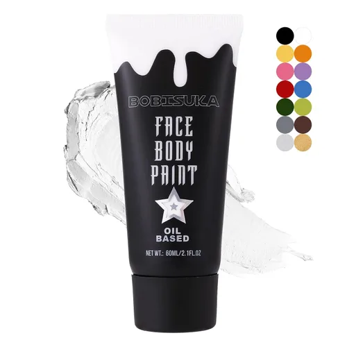 Pintura facial blanca, pintura corporal de maquillaje de payaso, kits de pintura facial en crema mezclable para Skull Joker Vampire Mime, cosplay de