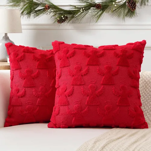 Miniatura 20 de OTOSTAR - Juego de 2 fundas decorativas para cojines navideños, suaves, afelpadas, de lana corta aterciopelada, estilo de lujo, para sofá o Crema