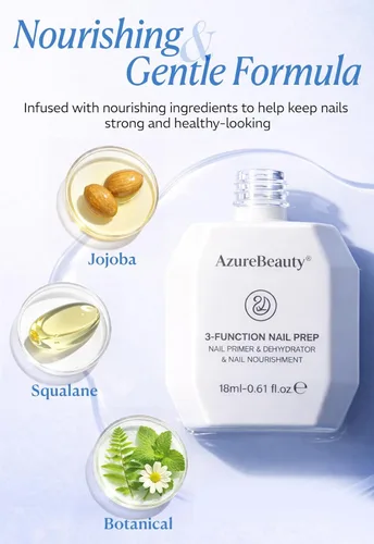 Miniatura 7 de AZUREBEAUTY Deshidratador de uñas de 0.6 fl oz y capa base de imprimación, preparación nutritiva de uñas 3 en uno, sin ácidos y sin hema, secado