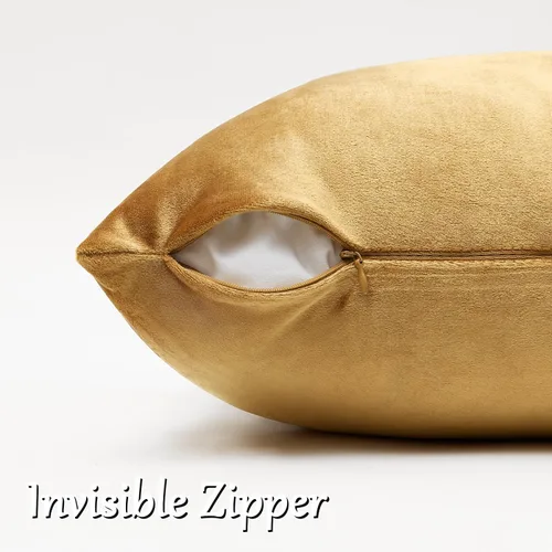 Miniatura 4 de GIGIZAZA - Juego de 2 fundas de almohada decorativas de terciopelo dorado de 12 x 20 pulgadas, para sofá 2-Dorado